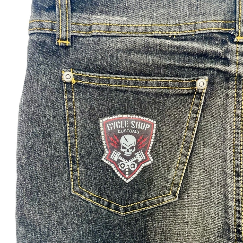 Sexy Punk Rock Denim Mini Skirt XS Custm by Madz  Goth Metal Festival Outfit - Picture 10 of 16
